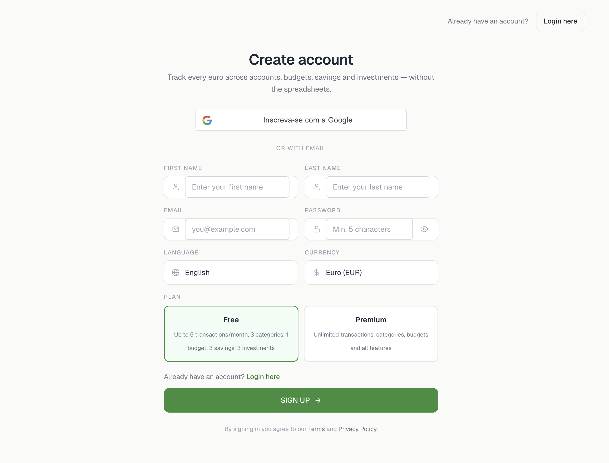 Register Screen